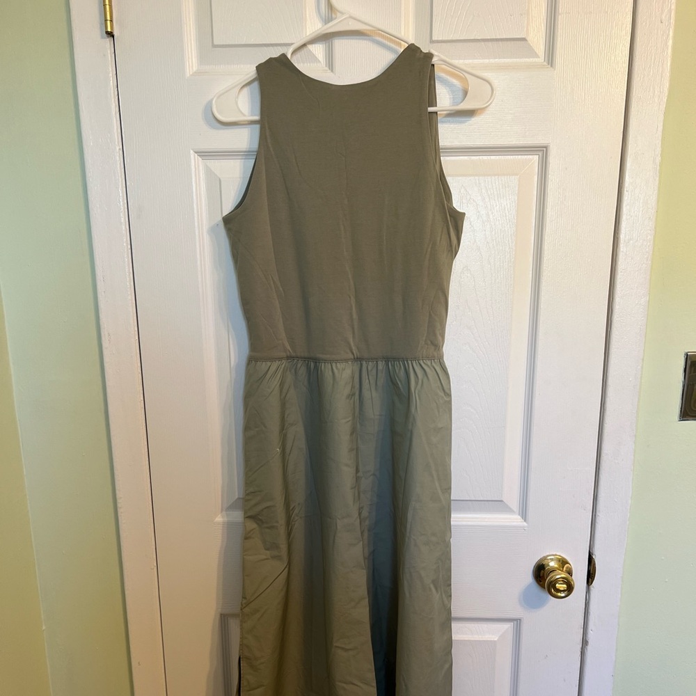 Everlane sage green high neck sleeveless Cotton Dress with pockets size Medium - Picture 9 of 11